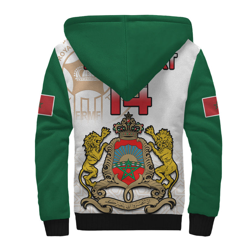 (Custom Text and Number) Morocco Football Atlas Lions White World Cup 2022 Sherpa Hoodie
