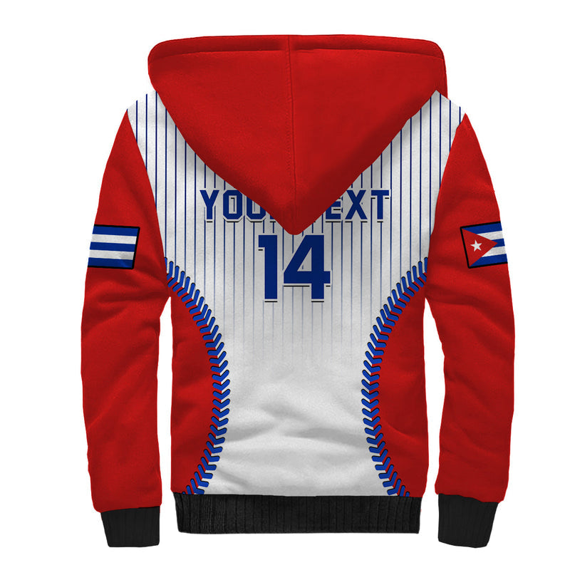 (Custom Text And Number) Cuba Baseball Sporty Style Sherpa Hoodie