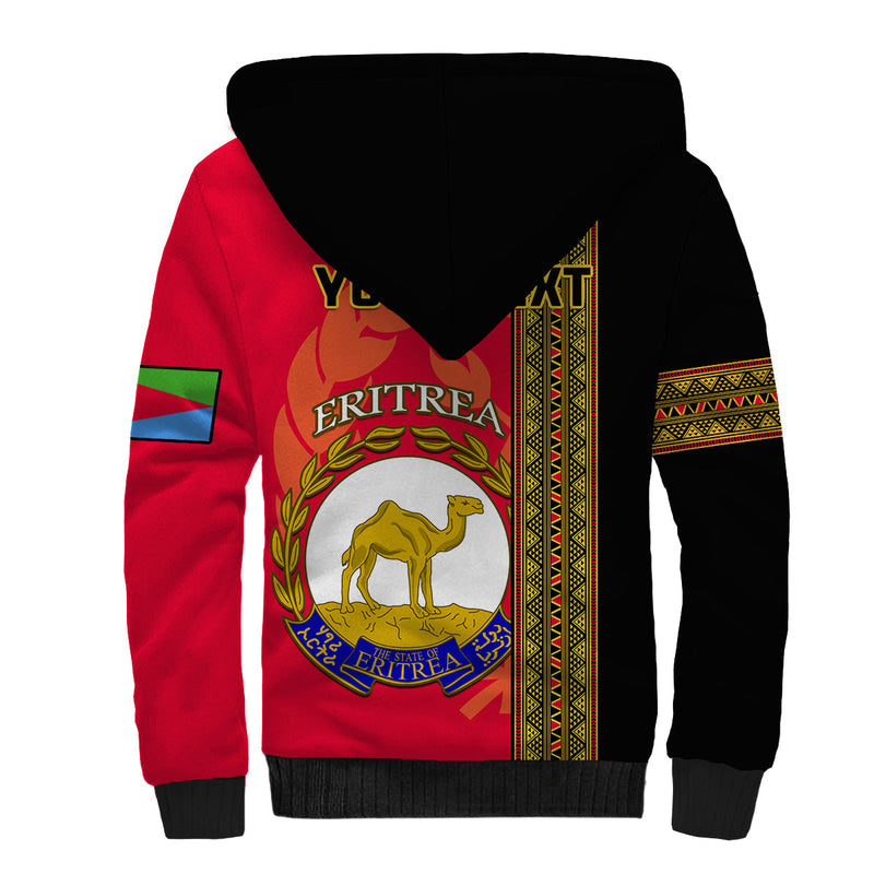 (Custom Personalised) Eritrea African Pattern Happy Independence Day Version Black Sherpa Hoodie
