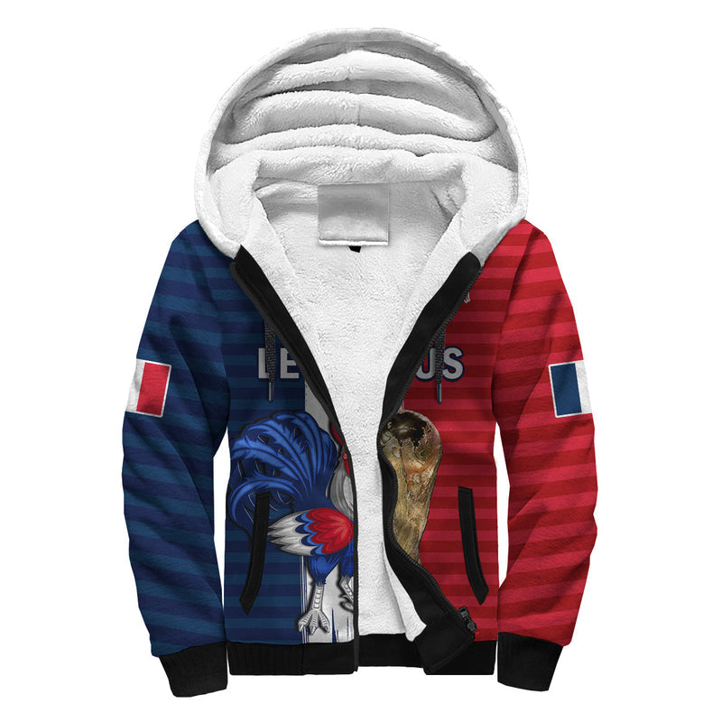 (Custom Text And Number) France Football Les Bleus Champions World Cup 2022 Sherpa Hoodie