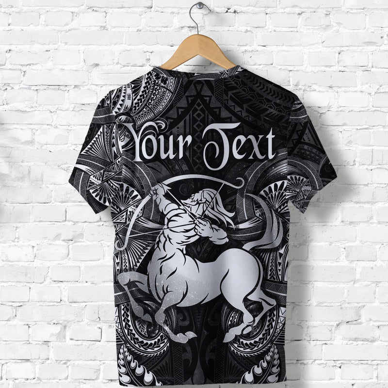 Custom Sagittarius Zodiac Polynesian Unique Style Black T Shirt
