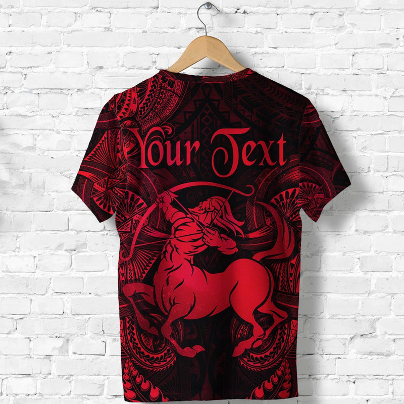 Custom Sagittarius Zodiac Polynesian Unique Style Red T Shirt