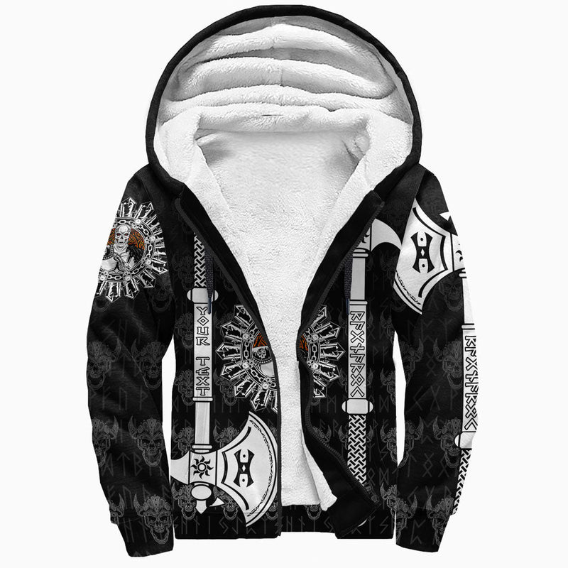 (Custom) Viking - Skull Warrior Dead Hero with Hammer Sherpa Hoodie