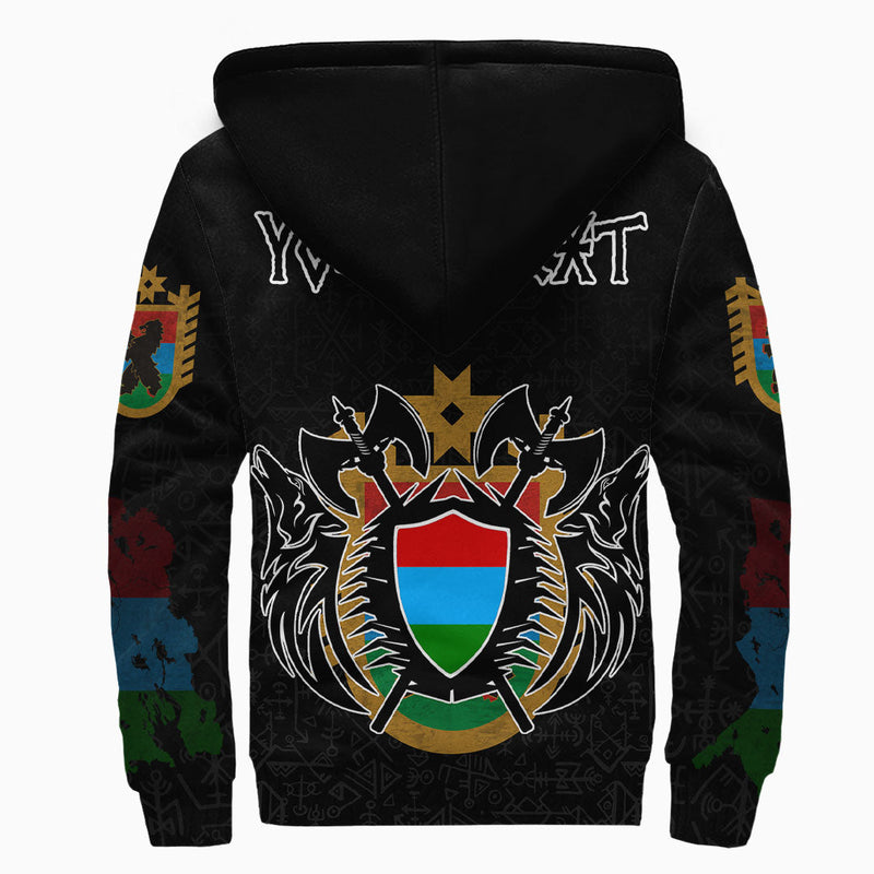(Custom) Viking - Karelia Flag and Map style Viking Geri and Freki Sherpa Hoodie