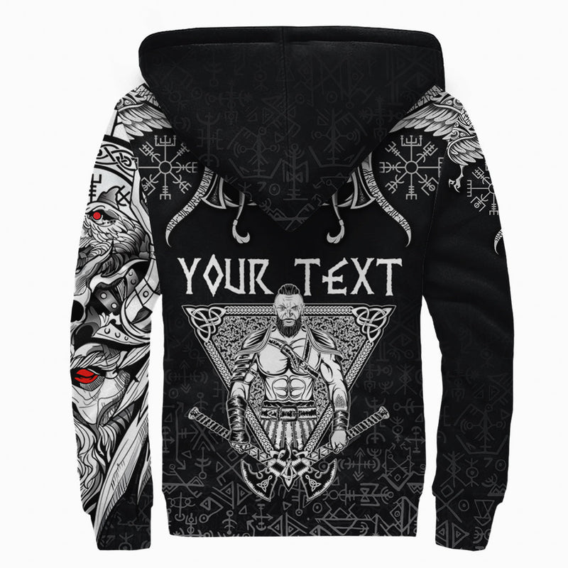 (Custom) Viking Warrior Valhalla And Double Dragon Sherpa Hoodie