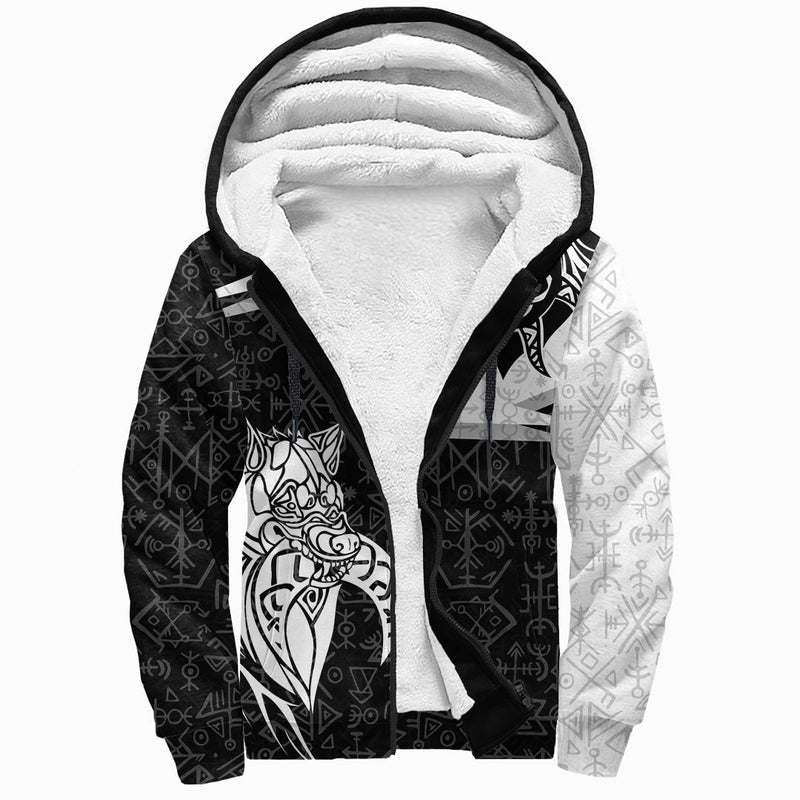 (Custom) Viking - Skoll And Hati New Style Sherpa Hoodie