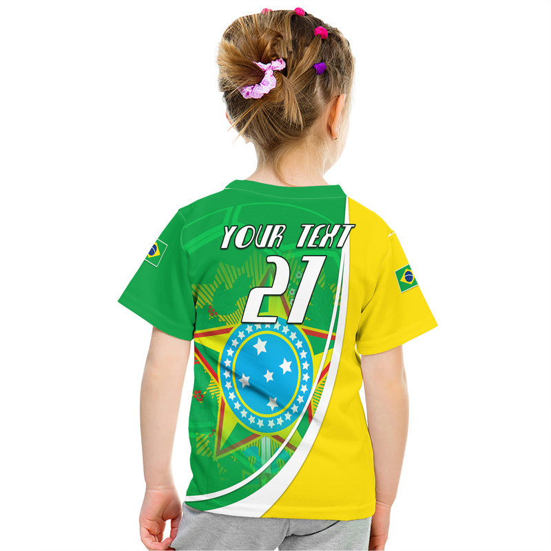 Custom Brazil Football Coat Of Arms Canarinha Champions World Cup 2022 T Shirt