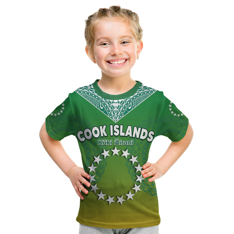 Custom Cook Islands Circle Pattern Mix Sea Turtle Green Version T Shirt