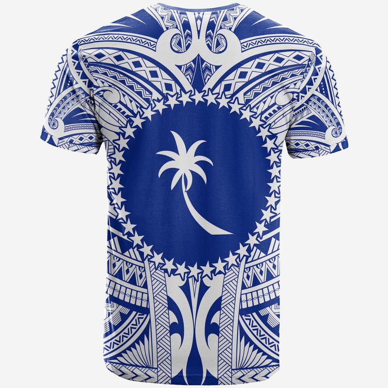 Custom Chuuk Flag Micronesia Style Blue T Shirt