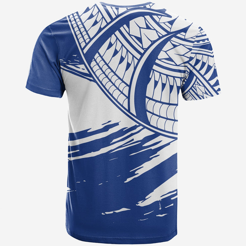Custom Cook Islands Flag Style Blue With Claw Pattern T Shirt