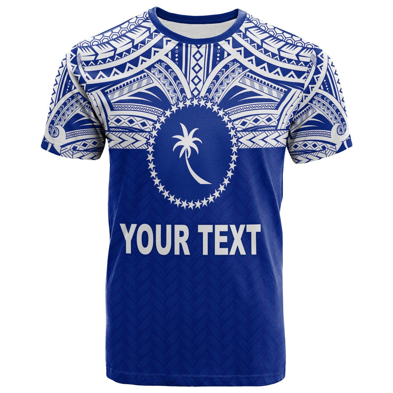 Custom Chuuk Flag Micronesia Style Blue T Shirt