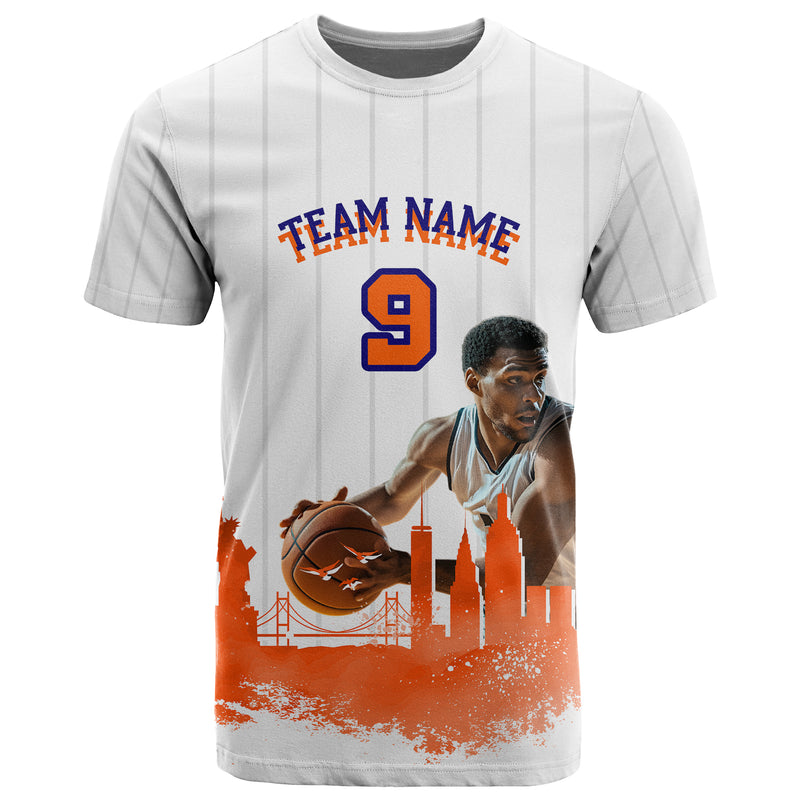 Custom Photo Orange NYC Skyline T Shirt