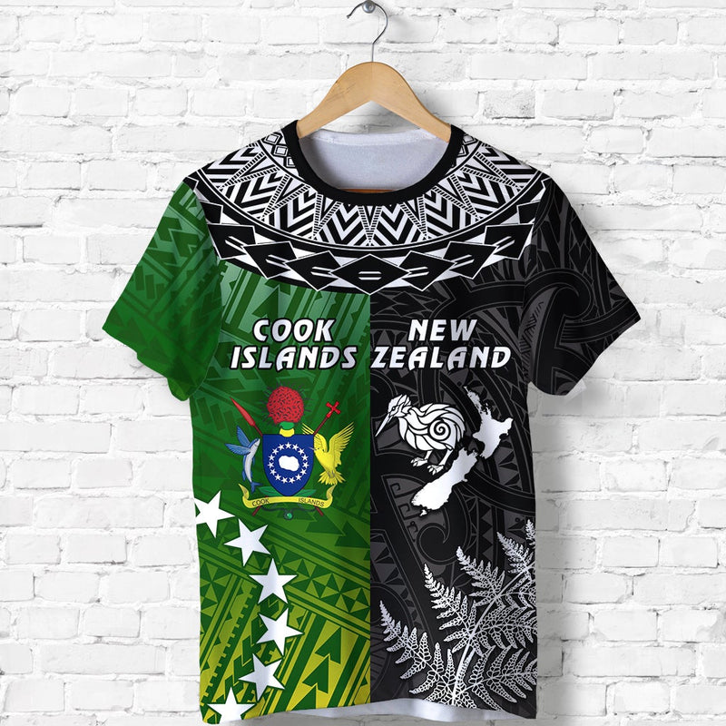 Custom Cook Islands Pattern and New Zealand Kiwi T Shirt