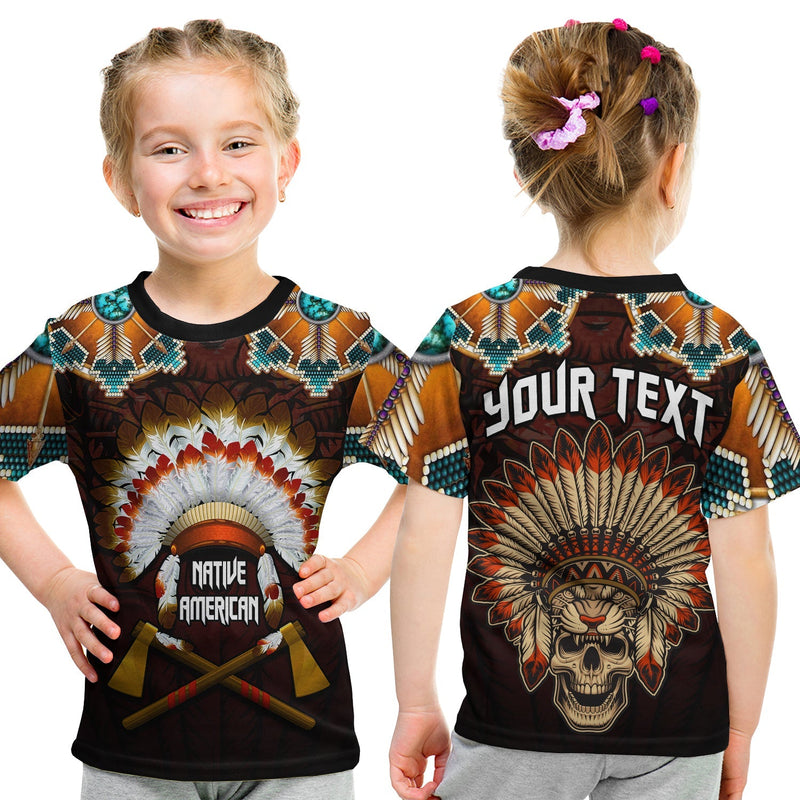 Custom The First Americans Indian Headdress With Skull T Shirt