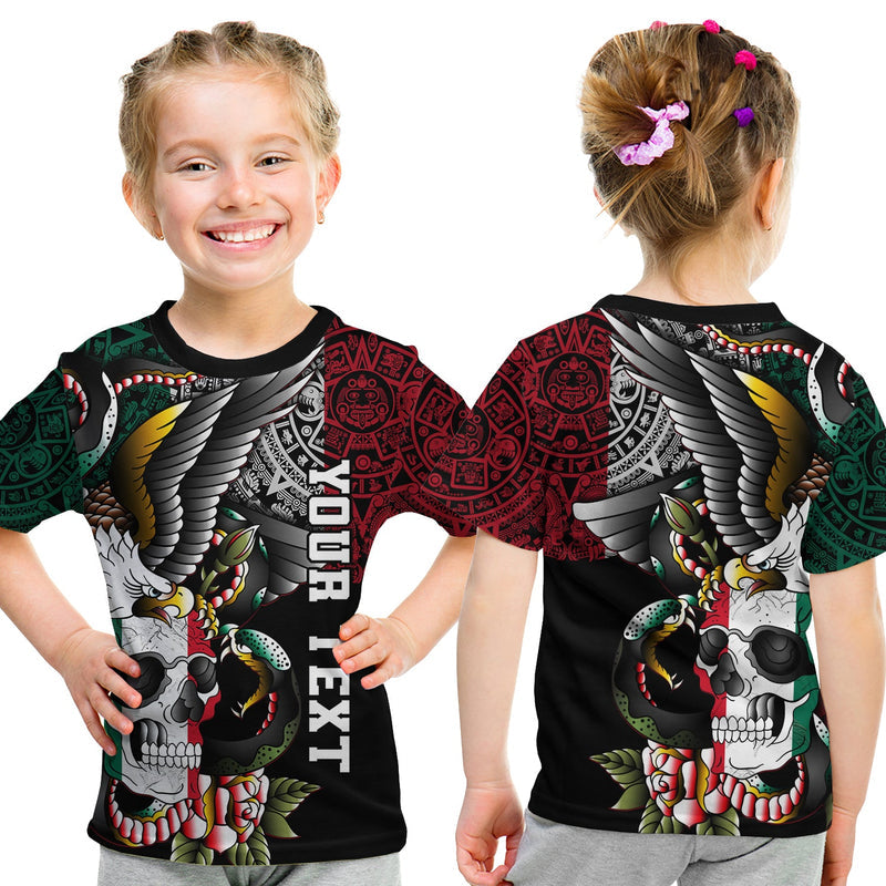 Custom Mexico Mexican Skull Eagle With Angry Snake T Shirt