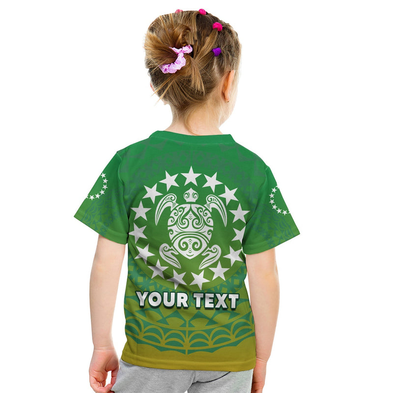Custom Cook Islands Circle Pattern Mix Sea Turtle Green Version T Shirt