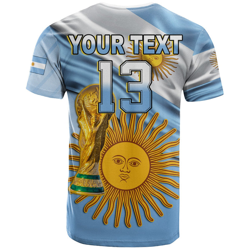 Custom Football Vamos La Albiceleste Champions World Cup Vibe Flag T Shirt