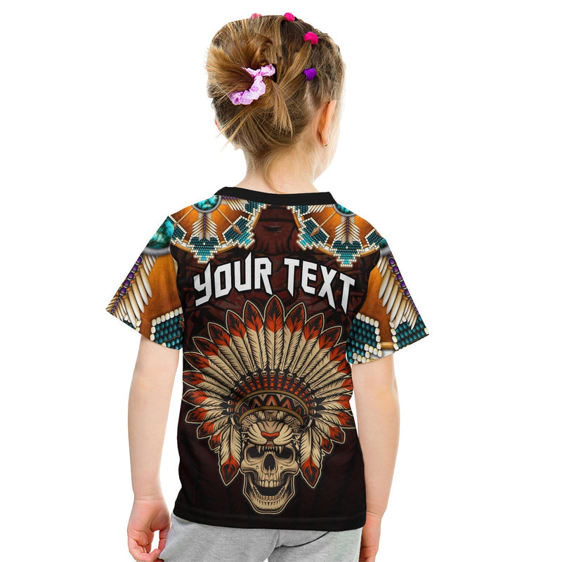 Custom The First Americans Indian Headdress With Skull T Shirt