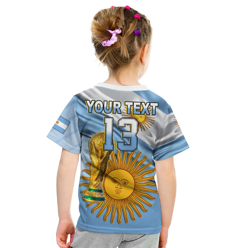 Custom Football Vamos La Albiceleste Champions World Cup Vibe Flag T Shirt