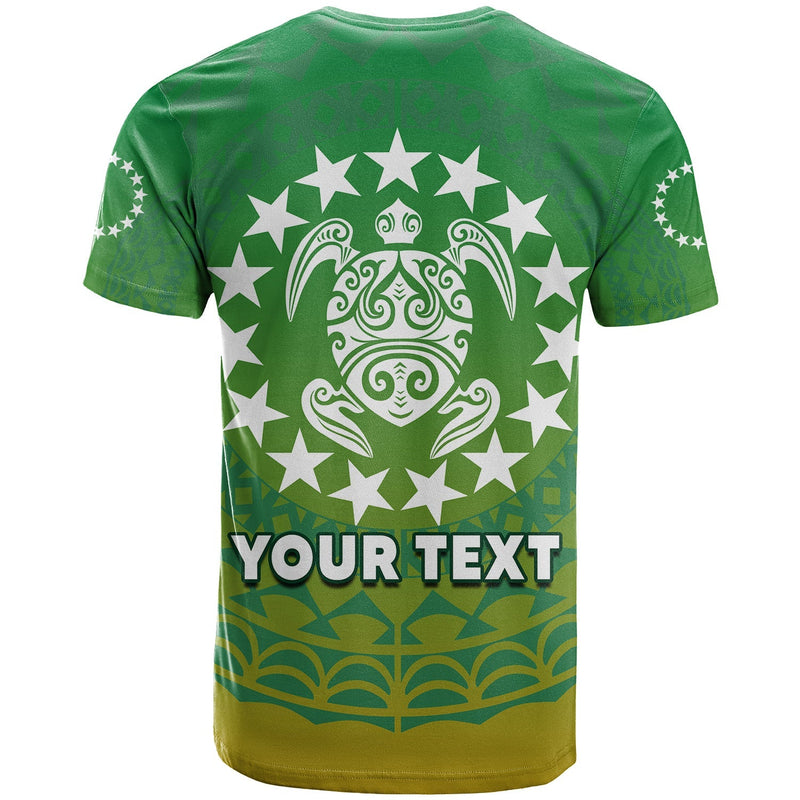 Custom Cook Islands Circle Pattern Mix Sea Turtle Green Version T Shirt