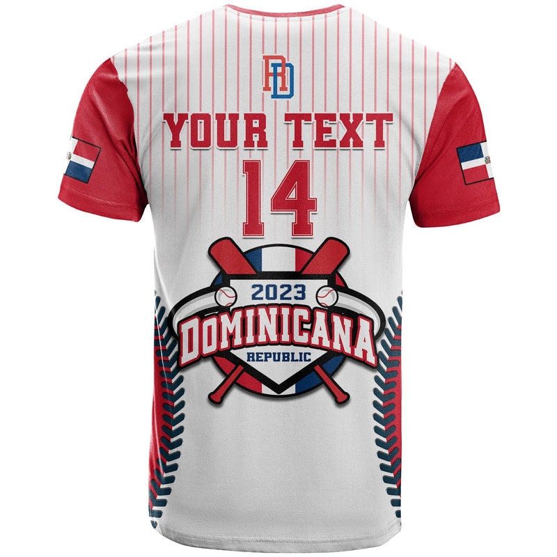 Custom Dominican Republic Baseball 2023 Version White T Shirt