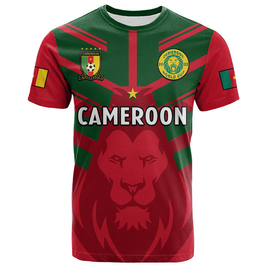 Custom Cameroon Football Les Lions Indomptables Red World Cup 2022 T Shirt