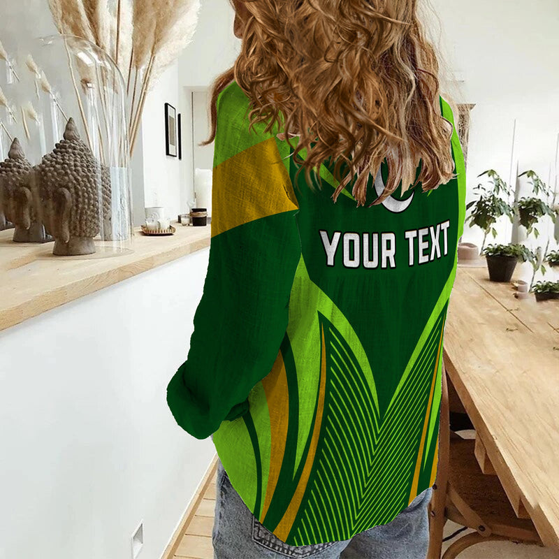(Custom Personalised) Pakistan Cricket Green Shaheens Champion Women Casual Shirt