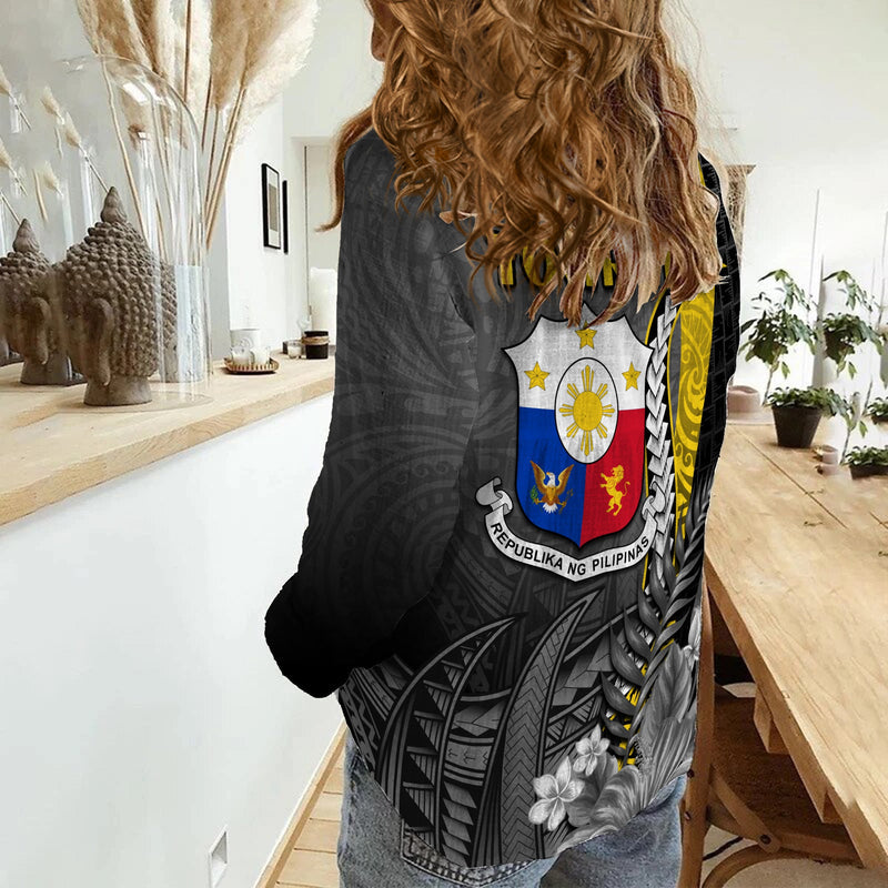 (Custom Personalised) Philippines Sampaguita Simple Polynesian Sun Filipino Women Casual Shirt