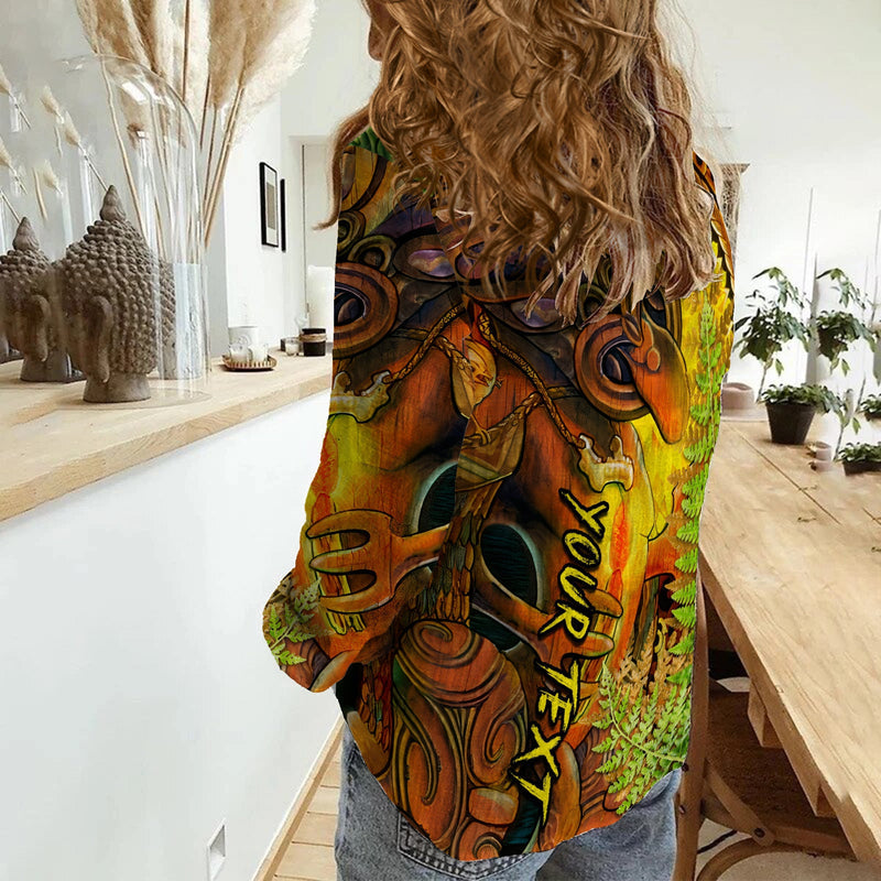Custom Hei Tiki Maori Fern Aotearoa Ta Moko Sun Women Casual Shirt