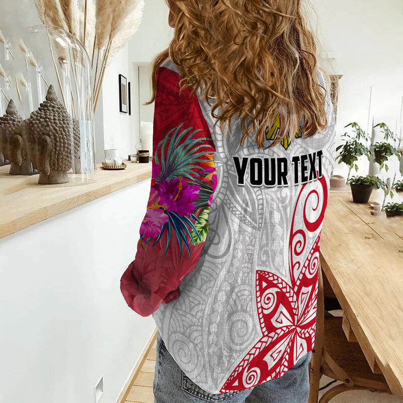 (Custom Personalised) Philippines Sun Filipino Polynesian mix Flowers Special Vibe Women Casual Shirt