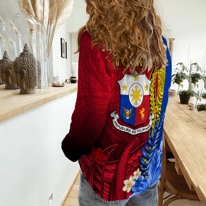 (Custom Personalised) Philippines Sampaguita Special Polynesian Sun Filipino Women Casual Shirt