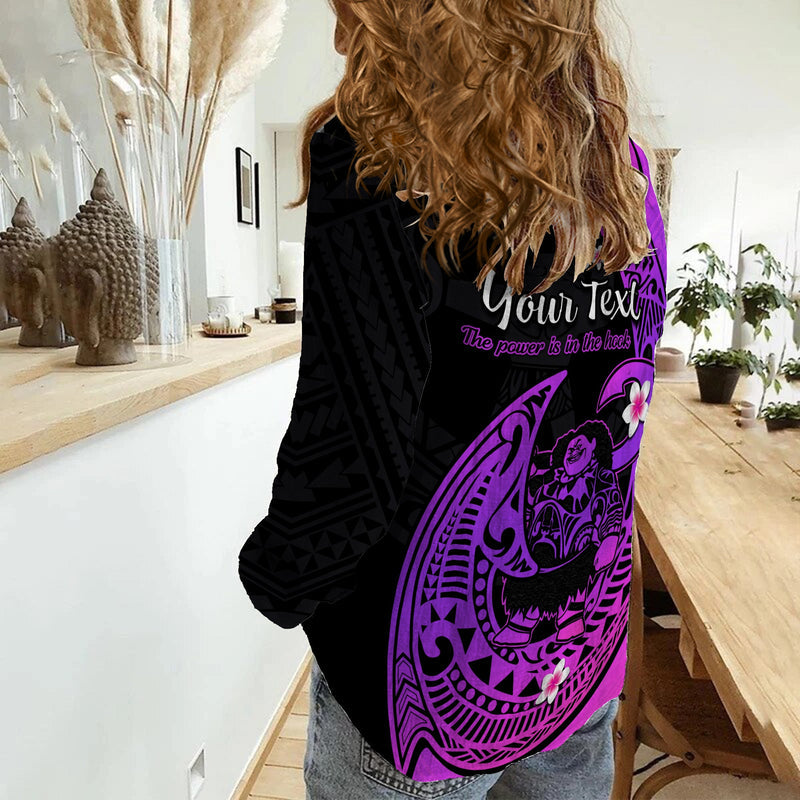 (Custom Personalised) Mauis Fish Hook Polynesian Magenta Gradient Version Women Casual Shirt