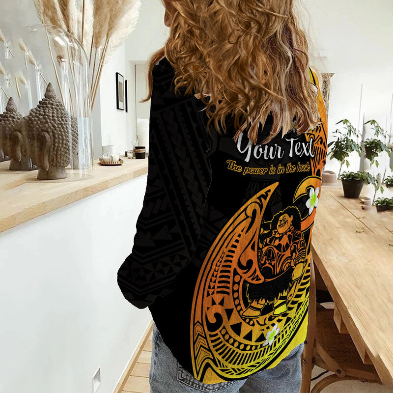 (Custom Personalised) Mauis Fish Hook Polynesian Gold Gradient Version Women Casual Shirt