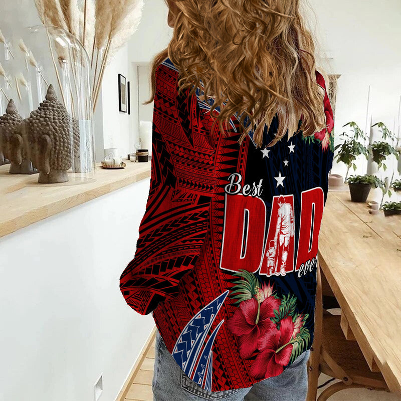 (Custom Text and Number) Samoa Fathers Day Polynesian Best Dad Ever Women Casual Shirt