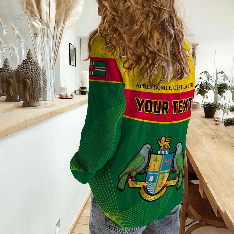 (Custom Personalised) Dominica Dominican Coat Of Arms With Map Women Casual Shirt