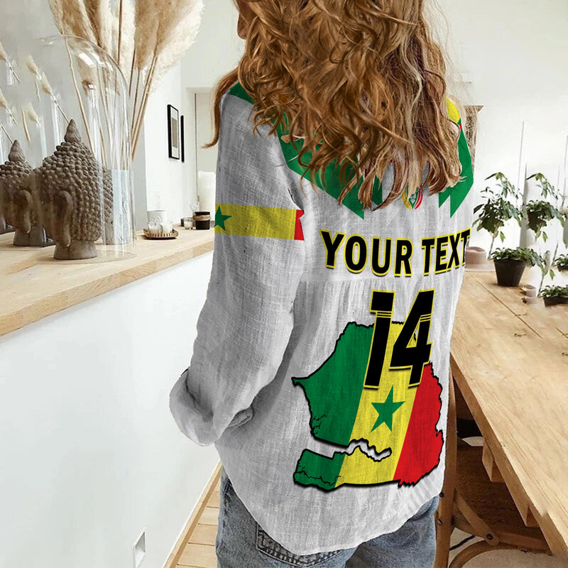(Custom Text And Number) Senegal Football Champions WC 2022 Women Casual Shirt