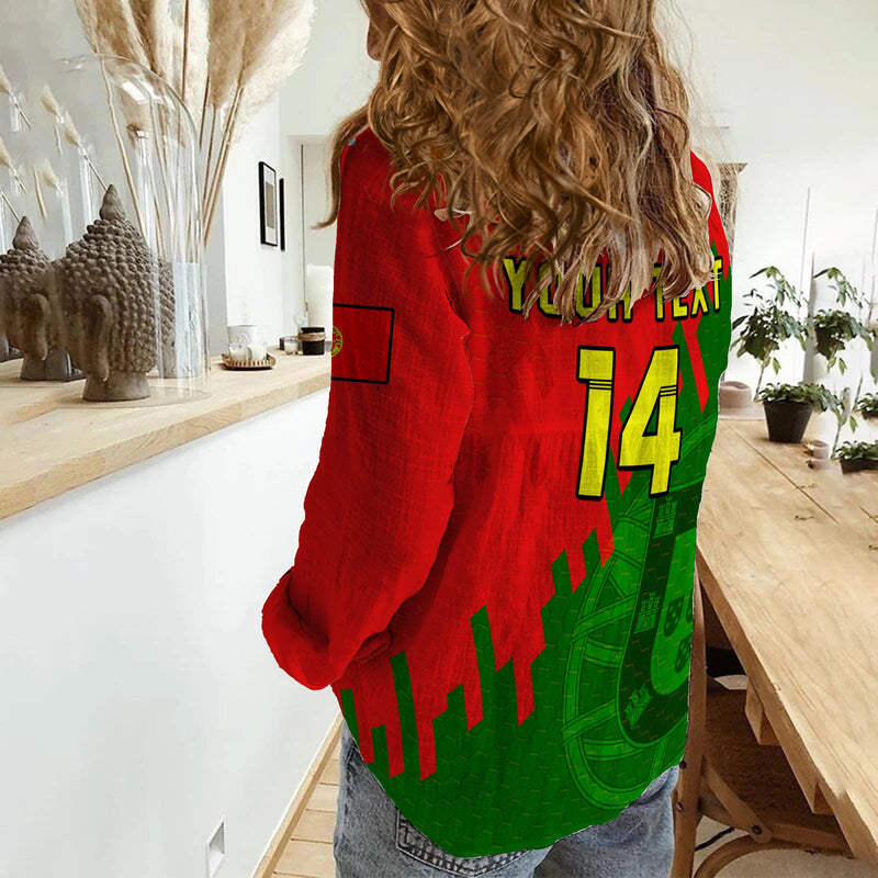 (Custom Text And Number) Portugal Football Champions WC 2022 Women Casual Shirt