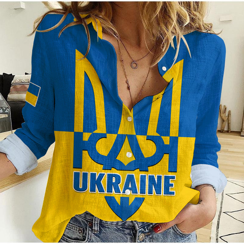 (Custom Personalised) Ukraine Stand With Ukrainian Simple Style Women Casual Shirt