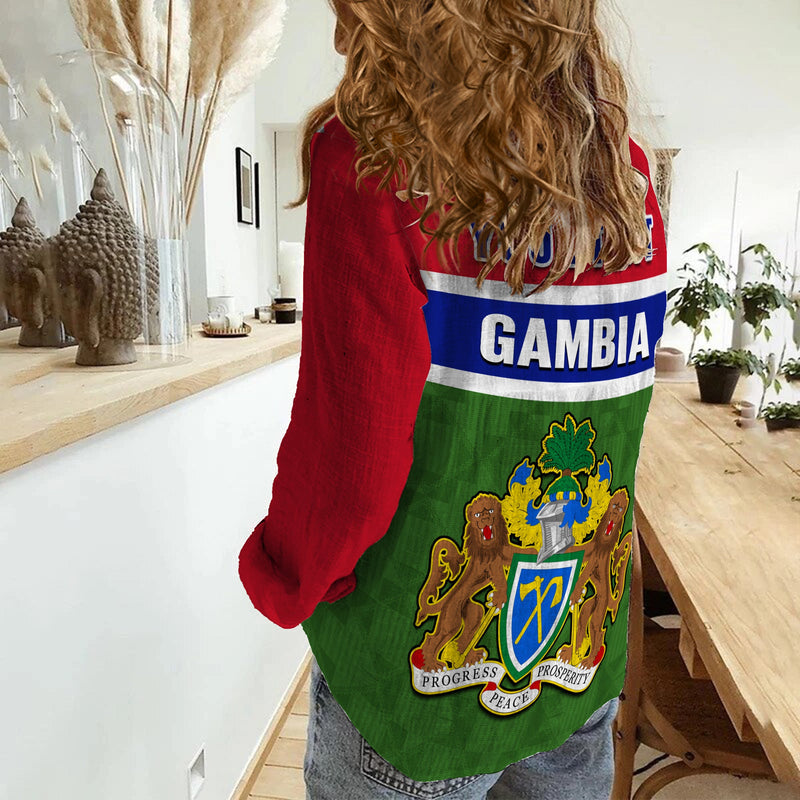 (Custom Personalised) Gambia Happy 58th Independence Anniversary Flag Style Women Casual Shirt