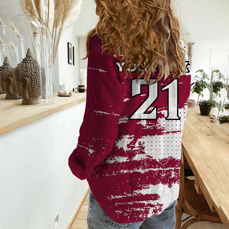 (Custom Personalised) Qatar Football WC 2022 The Maroon Flag Style Women Casual Shirt