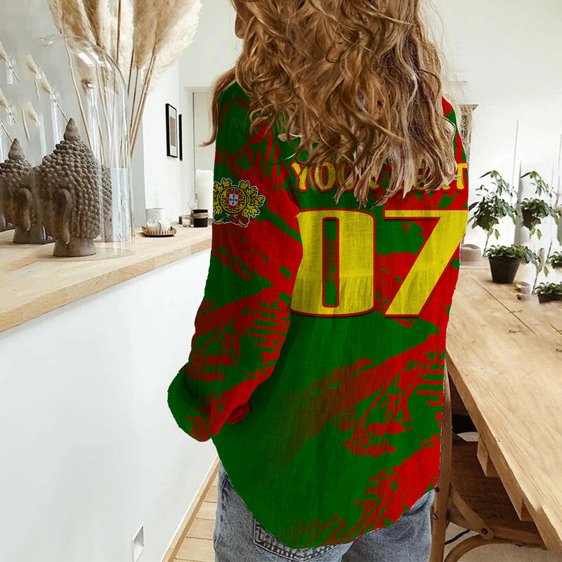 (Custom Personalised) Portugal Football Dragon of Royal Arms During The Reign of Queen Maria II Women Casual Shirt