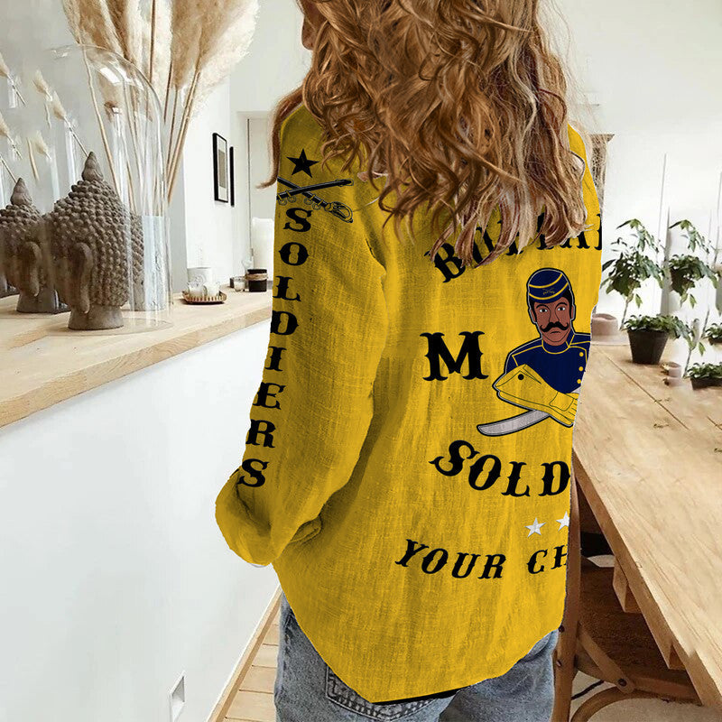 (Custom Personalised) Buffalo Soldiers Motorcycle Club BSMC Woman Casual Shirt Simple Style - Gold