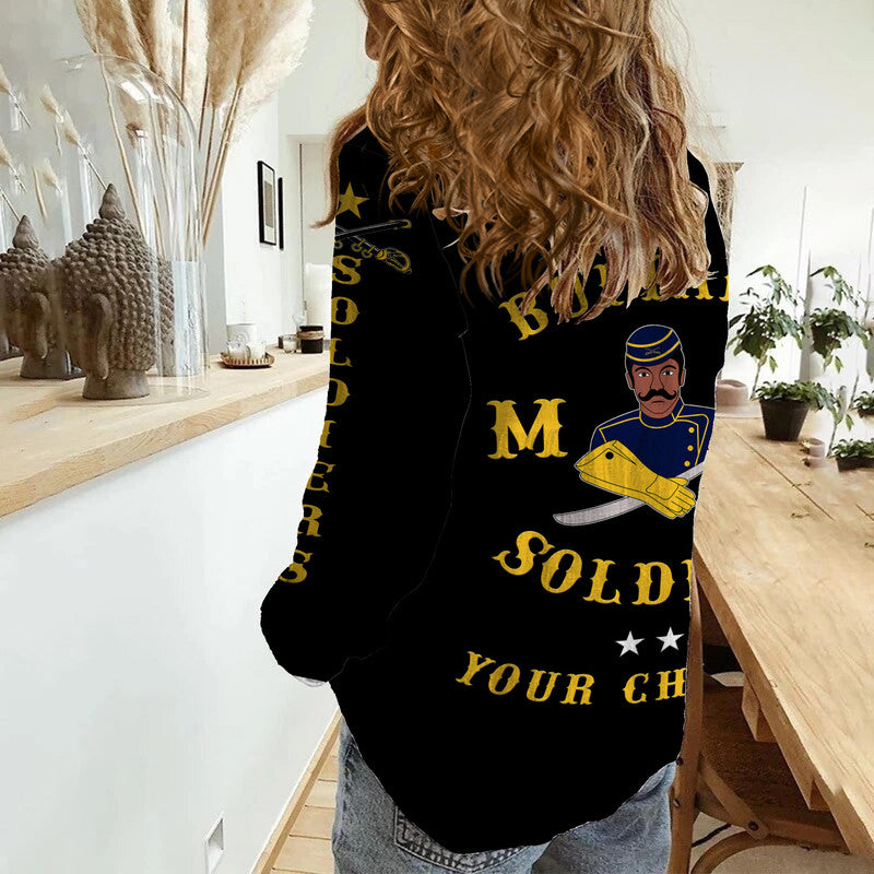 (Custom Personalised) Buffalo Soldiers Motorcycle Club BSMC Woman Casual Shirt Simple Style - Black