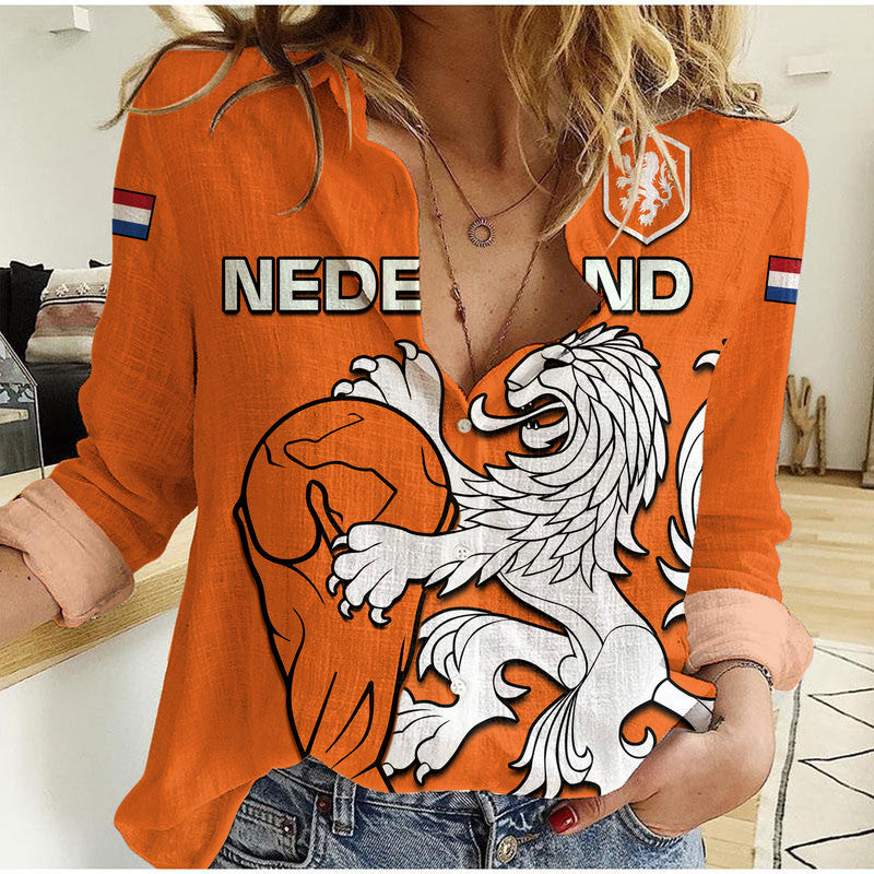 (Custom Personalised) Netherlands Football World Cup 2022 Women Casual Shirt