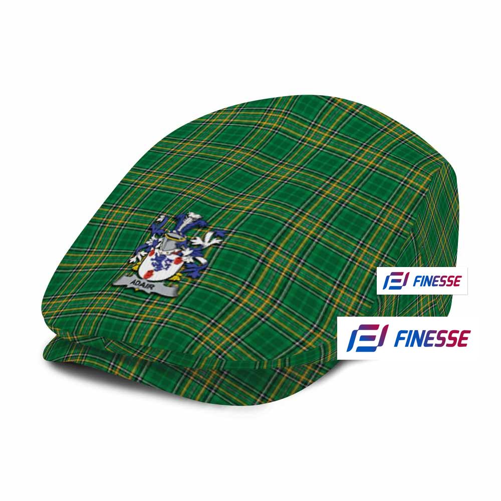Adair Irish Clan Tartan Jeff Hat, Tartan Flat Cap with Coat of Arm