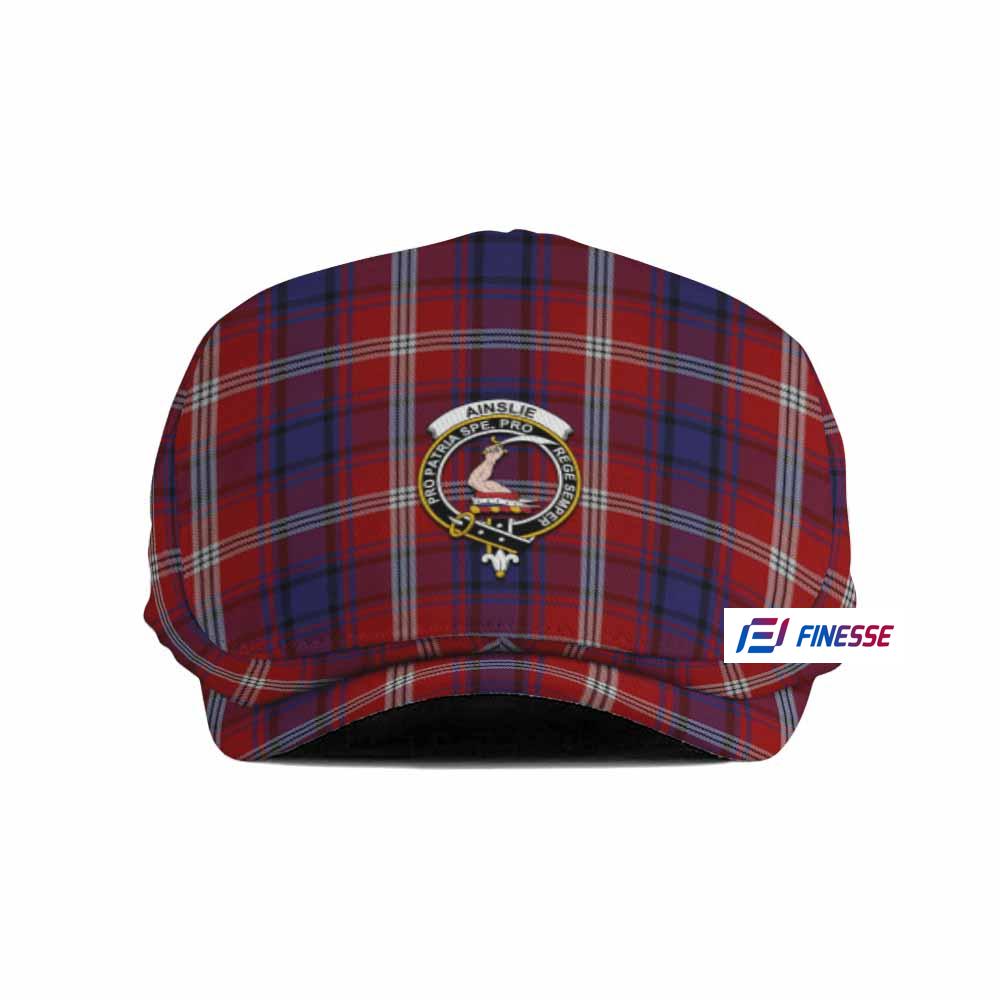 Ainslie Family Crest Tartan Jeff Hat, Tartan Flat Cap