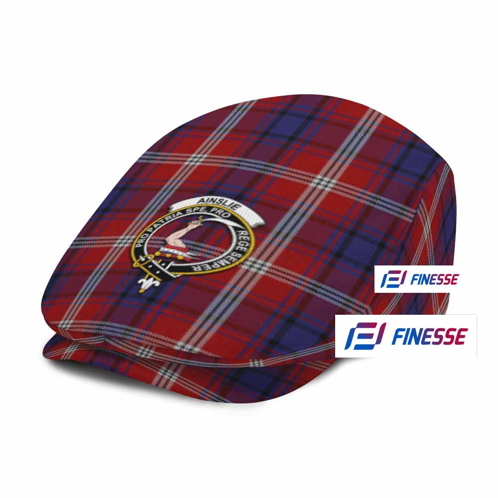 Ainslie Family Crest Tartan Jeff Hat, Tartan Flat Cap