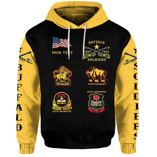 Custom Buffalo Soldiers African American Military Original Style Black Gold Hoodie