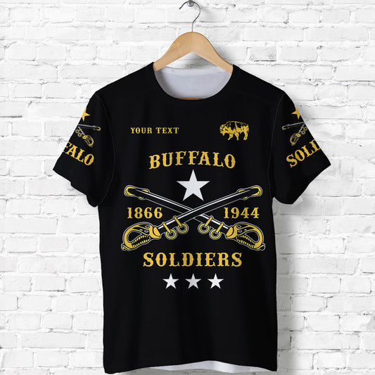 Custom Buffalo Soldiers African American Military Simple Style Black T Shirt
