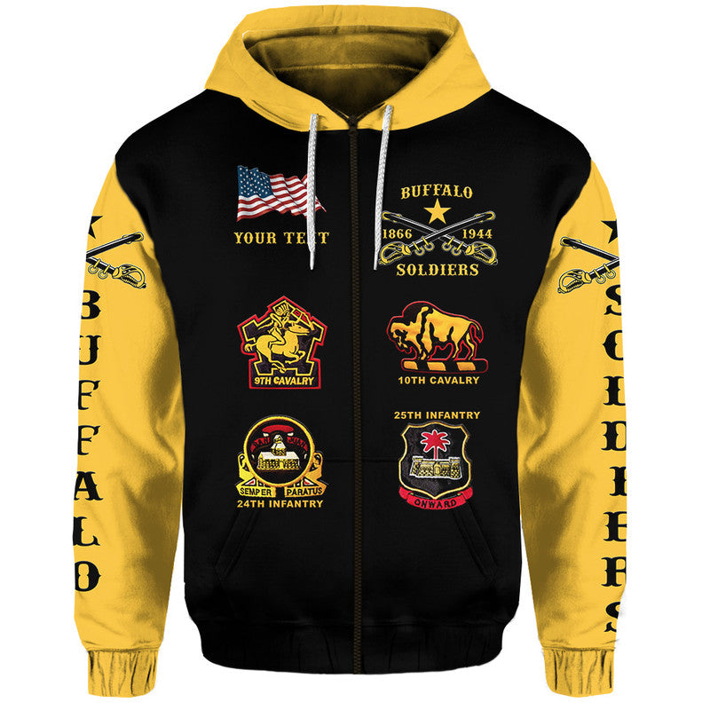 Custom Buffalo Soldiers African American Military Original Style Black Gold Hoodie